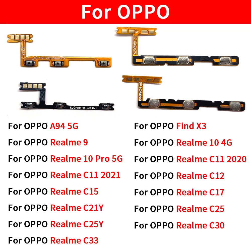 Power Volume Button Flex Cable For Oppo A94 5G Find X3 Realme 9 10 Pro C11 2020 2021 C12 C15 C17 C21Y C25 C25Y C30 C33 C25