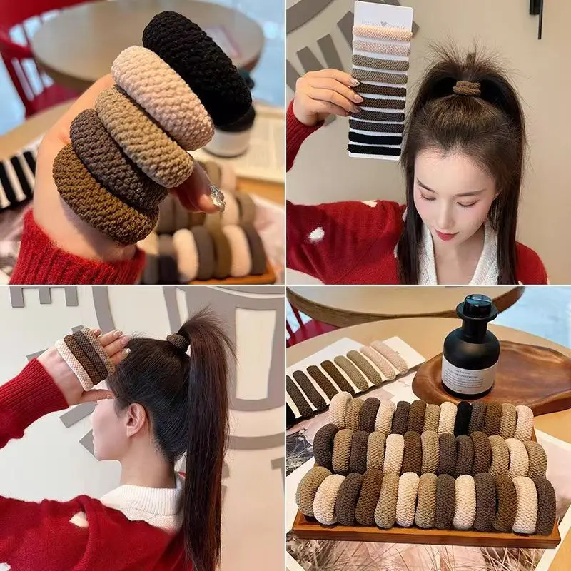 

10 шт./новая утолщенная высокоэластичная веревка для волос для женщин, завязанная резинка для волос, веревка для головы, прочная бесшовная веревка для волос