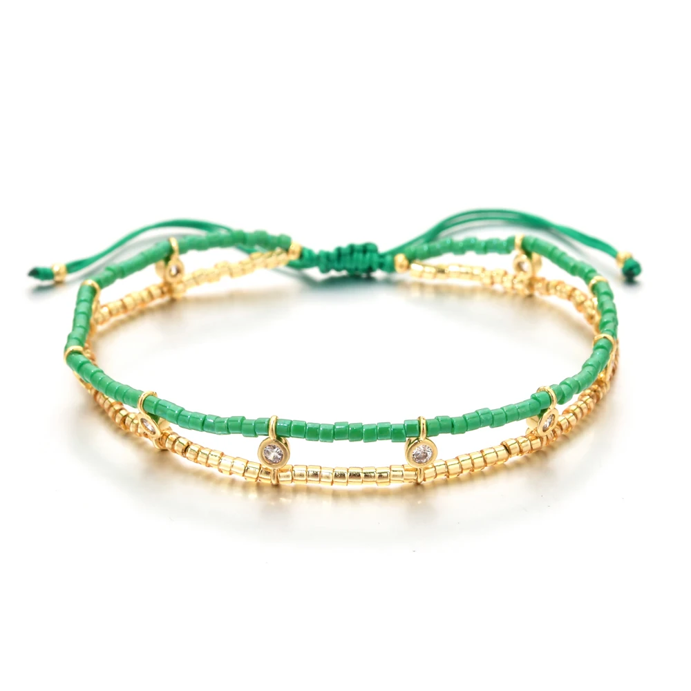 Boho Crystal Gold Color Tiny Dainty Bracelet For Fashion Women Colorful Design Summer Jewelry Miyuki Delica Bead Handmade