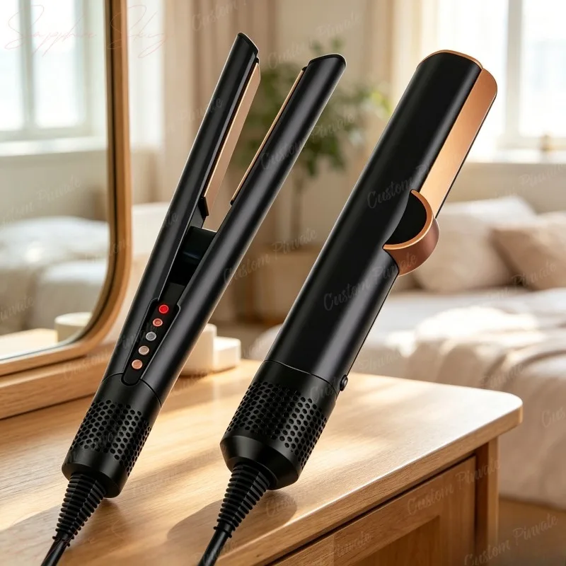 Appareil de coiffure professionnel à double usage, fonction séchage et lissage 2-en-1, soin aux ions négatifs, revêtement en tourmaline, outil de chauffage rapide pour salon et création de coiffures quotidiennes