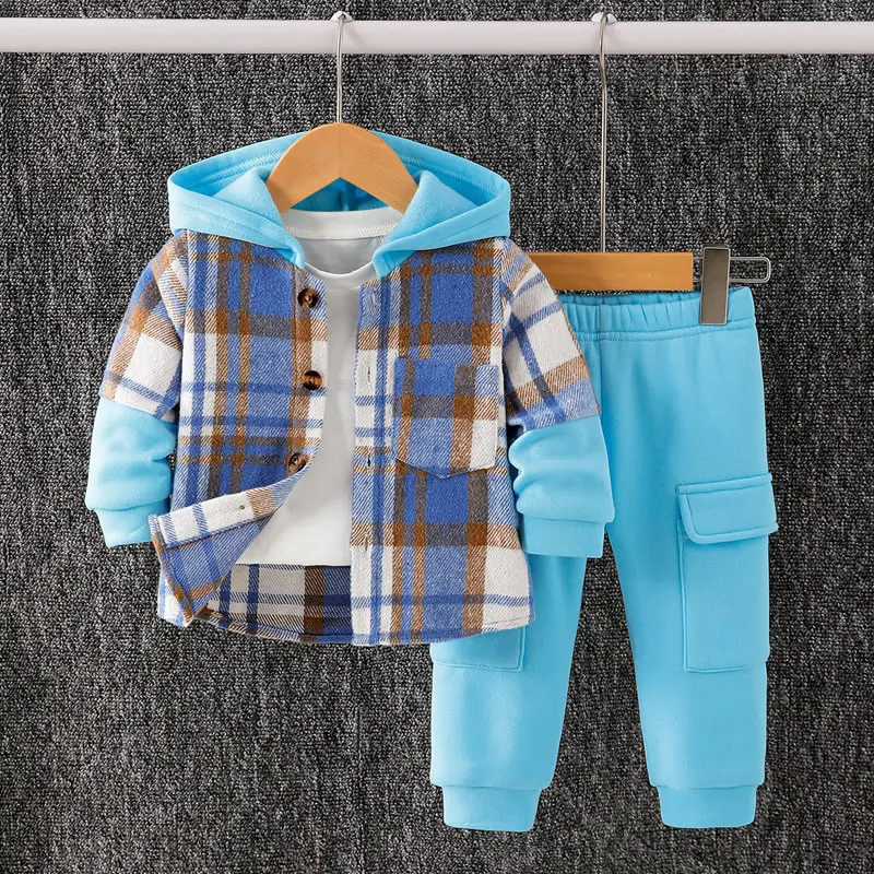 

Модный комплект из 2 предметов в клетку для малышей: рубашка и брюки из фланели для мальчиков и девочек на осень, зиму, весну