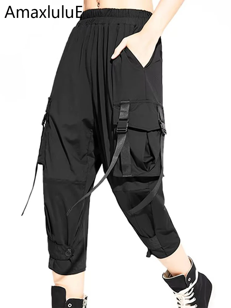 Amax luluE European 2024 Summer Fashion Womens Punk Casual Trousers Ladies Fitness Loose Harem Pants Females Hip Hop Pantalons