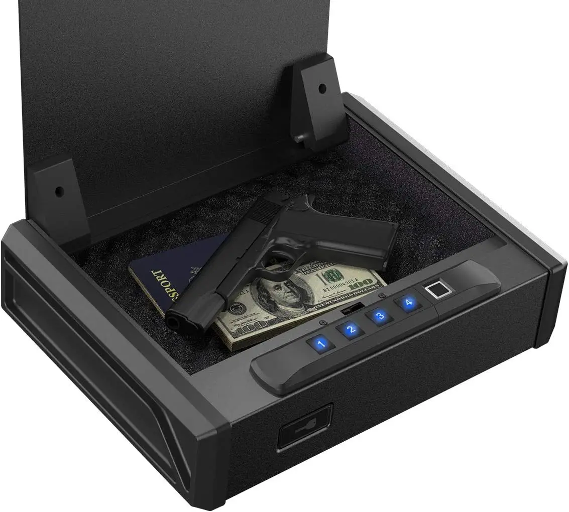 Standard Fingerprint LockGun Safe, Quick Access Gun Safe for Handgun, Pistol Safe with Biometric Fingerprint or Quick Electronic