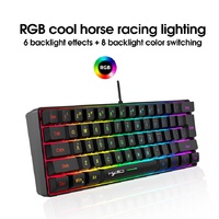 V700 61 Key Film Keyboard Mouse Set Wired Game Set RGB Backlight Design FN Combination Multifunctional Shortcut Key Ergonomic