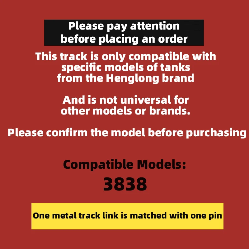 Heng Long 3838 Metal Track Compatibel met Heng Long 1/16 M26 Pershing Tank Wordt geleverd met 4 Metal Track-links als bonus