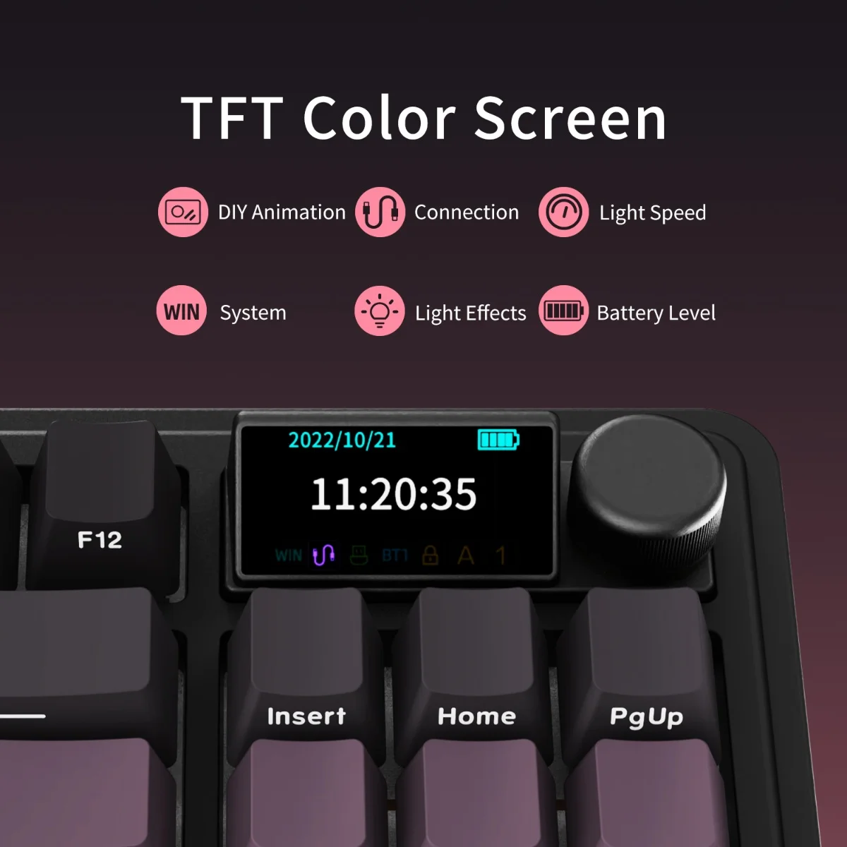 AK870 ترقية التدرج اللاسلكي عمر البطارية الطويل مفتاح كامل قابل للتبديل السريع الموسيقى إيقاع RBG الخلفية مع شاشة ملونة #3