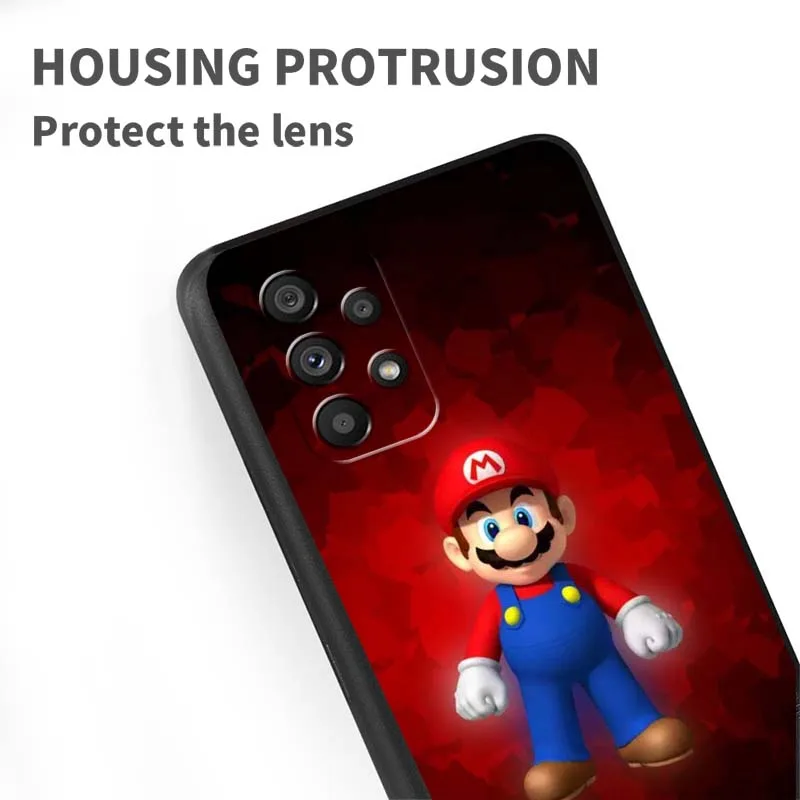 슈퍼 M-M-Marios 만화 캐릭터 커버 삼성 A41 A35 A34 A33 A32 A25 A24 A23 A21s A06 A05 A04 A03 노트 10 20 울트라 5G 블랙