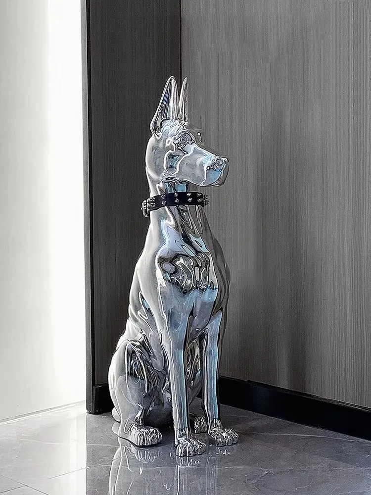 Modern Floor Decoration Electroplating Dog For Villa Living Room Porch Sofa Side High-grade Ornaments Statue Home Accessories