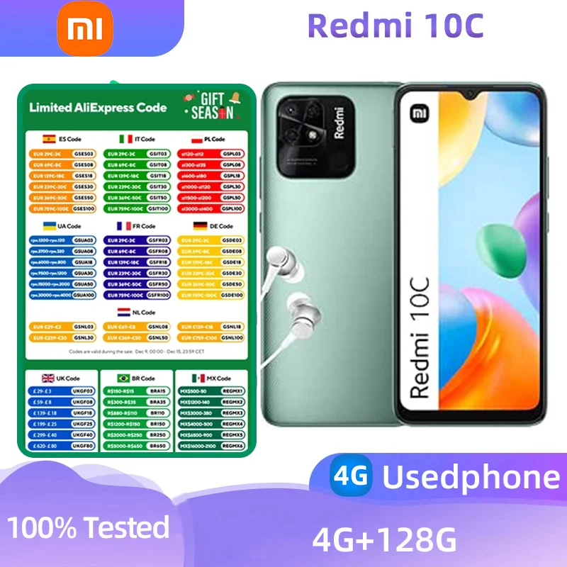 Redmi 10C 4g SmartPhone Android 6.71 inch RAM 4GB ROM 128GB Snapdragon 680 5000mAh Battery Original Used Phone