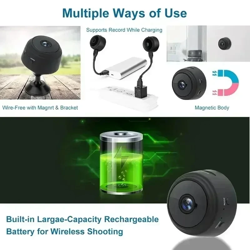 كاميرا منزلية A9 HD 1080p شبكة لاسلكية WIFI مع رؤية ليلية رياضية خارجية وقدرات الأشعة تحت الحمراء