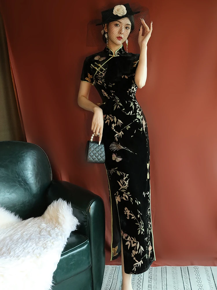 

Ele Long Qipao Dr New Summer Vintage High-end Sle Reformed Classical Chinese High Slit ort Sve