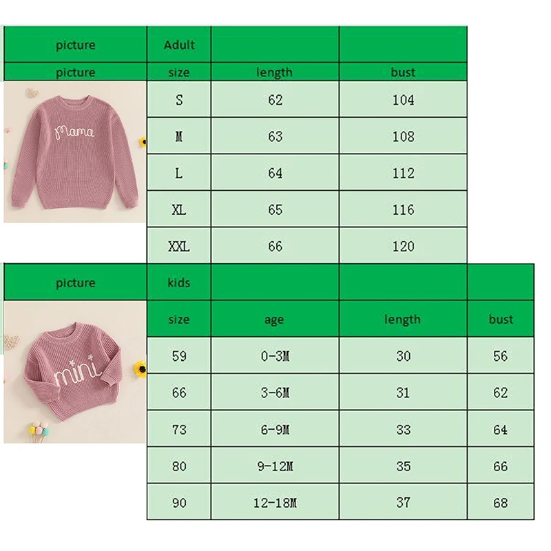 Suefunskry Family Matching Sweaters 1PC Mommy and Me Letter Embroidery Knitwear Long Sleeve Round Neck Warm Pullover Tops