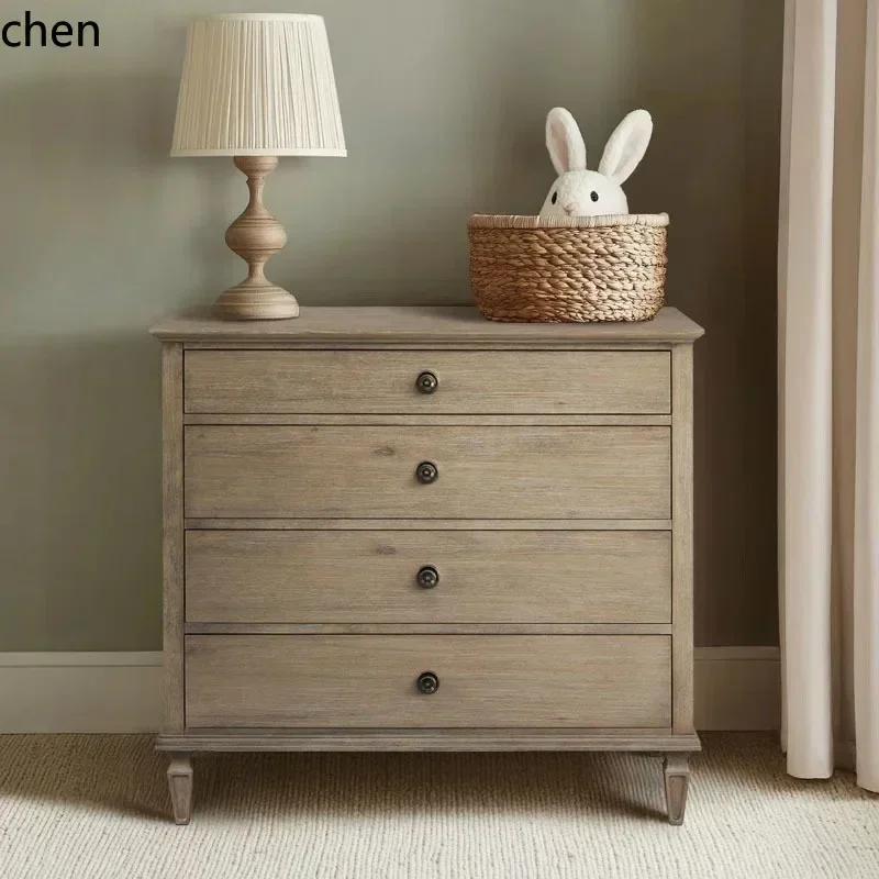 a-1 Country Retro Solid Wood Chest of Drawers Small Apartment Entrance Bedroom Multi-Functional