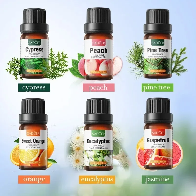SADOER 10ml Bergamot Essential Oil Natural Plant Aroma Oil for Diffuser Candle Soap Making Massage Fragrance Oil Lavender Pepper