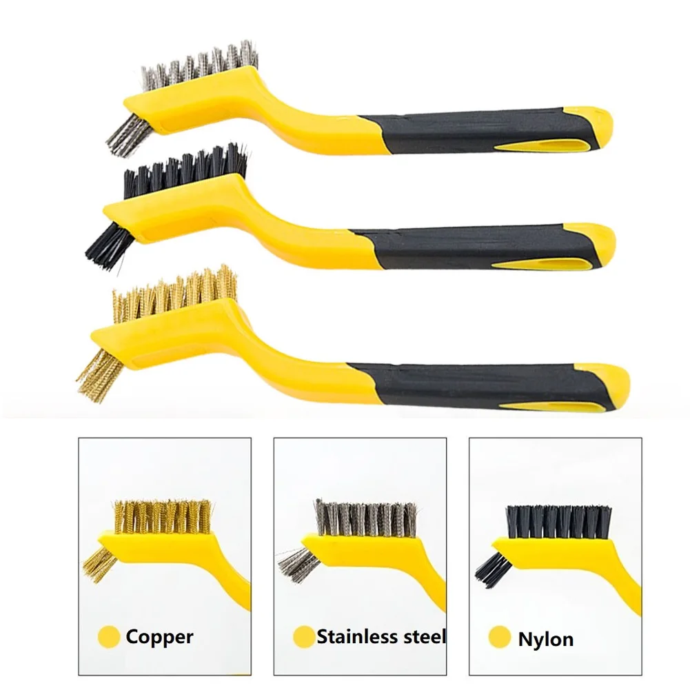 1 Pc Wire Brush Brass Nylon Stainless Steel Brush 180mm Rust Remover Metal Clean Polishing Hand Cleaning Manual Tools