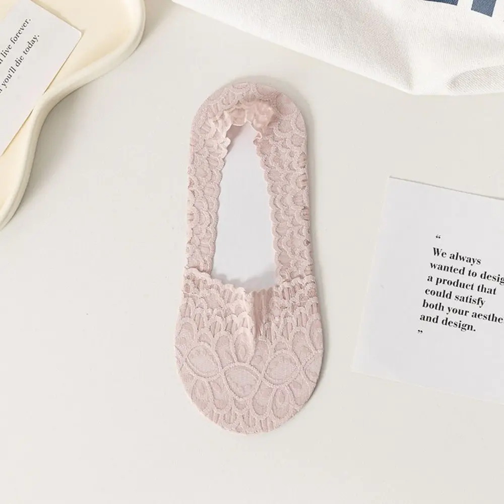 Lace Sock Slippers Women Summer Silicone Non-slip Low Cut Ankle Boat Socks Women Solid Color Invisible No Show Socks