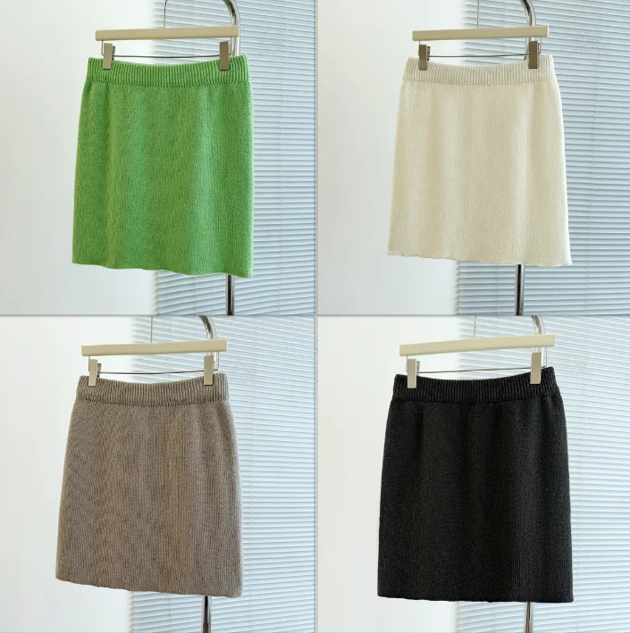 Falda de punto a la moda para mujer, falda ajustada a la cadera, faldas gruesas informales ajustadas de cintura alta para otoño e invierno