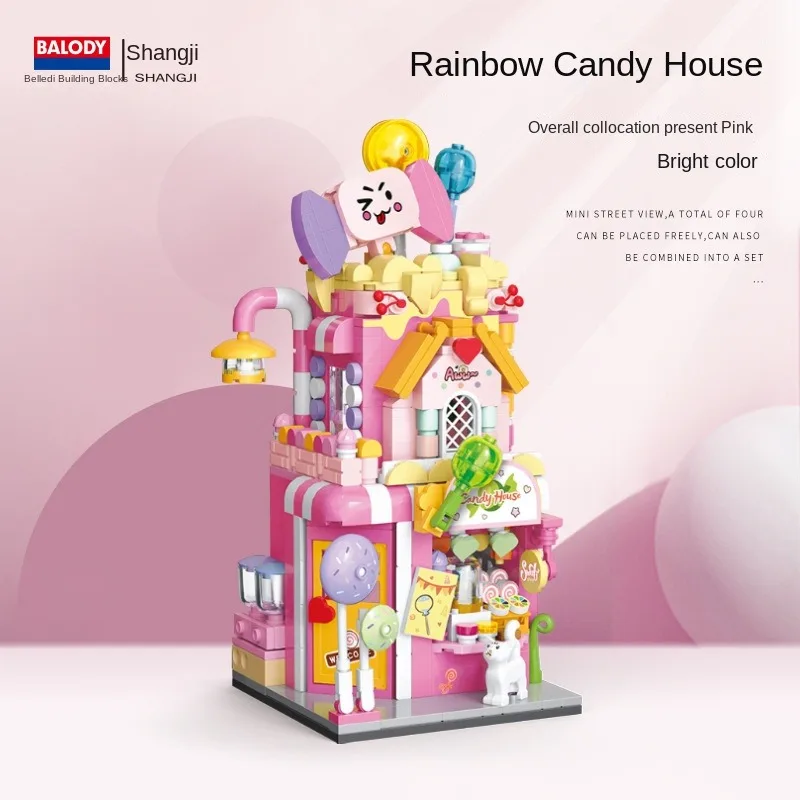 Beiledi 21200 Kleurrijke Straatarchitectuur Kleine Deeltjesblok Assemblagediagram Puzzel Kinderen En Meisjes Speelgoed Groothandel