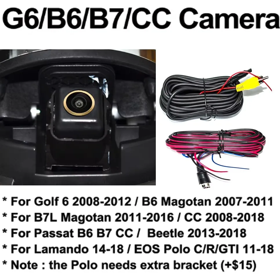 Flip-embleem Logo Camera CCD HD 170 °   Auto Achteruitrijcamera Omkeren Parkeren Backup AHD 1080P CVBS voor Vw Golf MK5 MK6 MK7 B5678