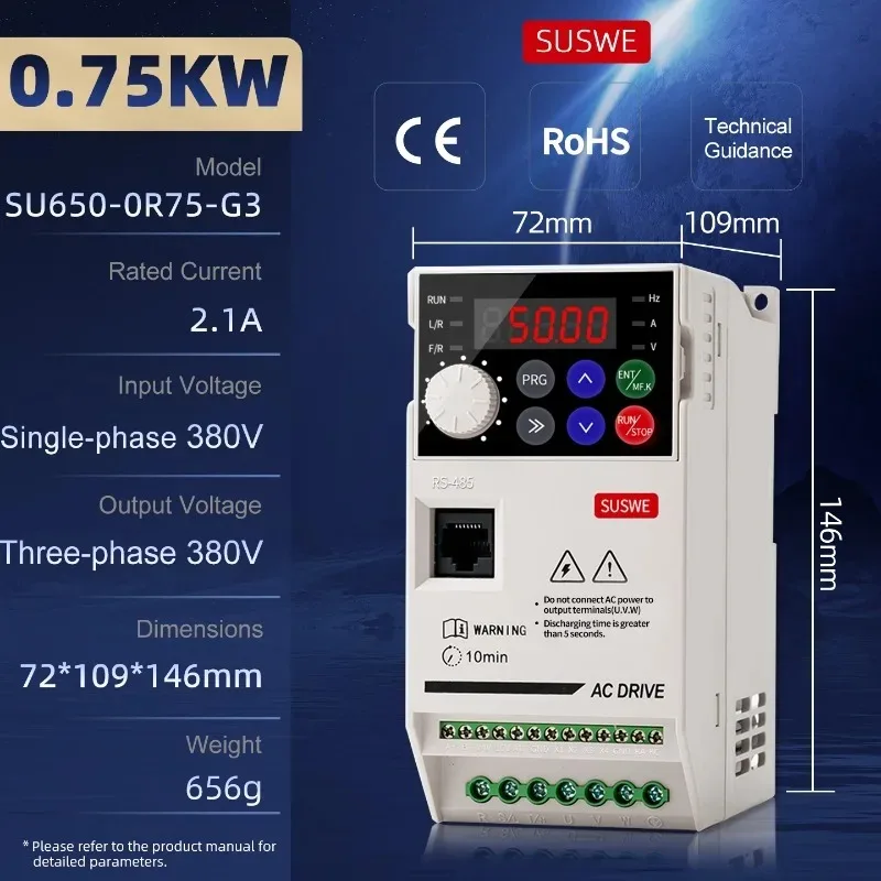 VFD 0,75/1,5/2,2/4/5,5kW/15kW Ingang 220V/380V, Driefasige uitgang 220V/380V Vectorfrequentieomvormer, Motorsnelheidsregelaar