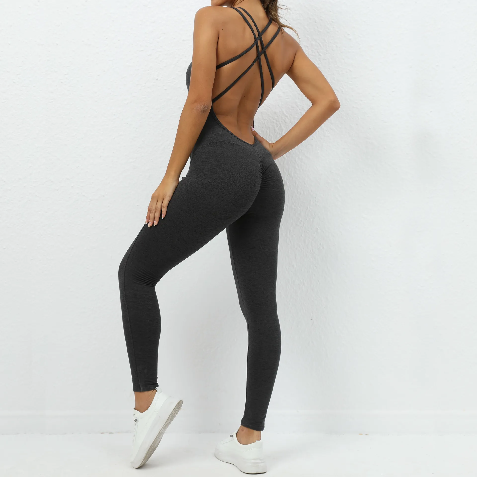 

High Quality One Piece Gym Set Women Workout Training Sets Women Sexy Sports Bodycon Jumpsuits Fitness Rompers Female 20351