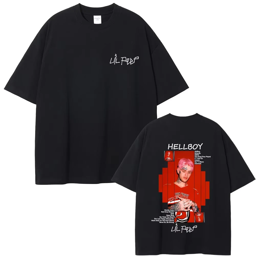 

Рэпер Lil Peep Hellboy Album Графическая футболка Мужчины Женщины Хип-хоп Мода Поп-музыка Футболки Мужские повседневные хлопковые футболки большого размера