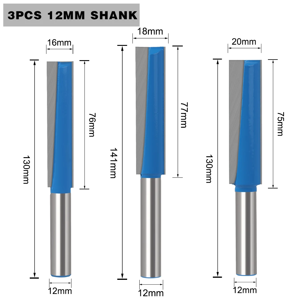 1PC 12mm 12.7mm Shank Lengthened Cleaning Bottom Keyhole Router Bit Diameter 16,18,20mm Engraving Machine Woodworking