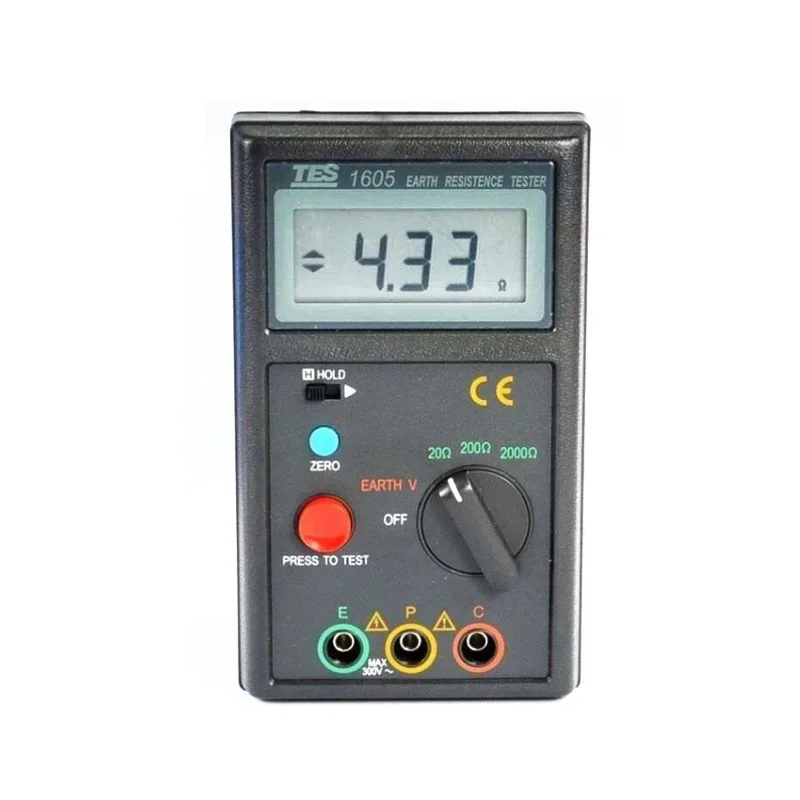 TES-1605 Measuring Earth Voltage Earth Resistance Tester Earth Tester Designed to Meet EN61010-1/EN-61557 Safety Standard