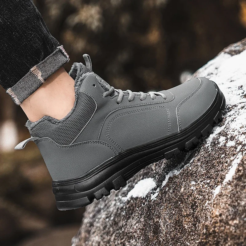 

ELUVA Men Snow Boots Waterproof Winter Boots Thermal Non-Slip Super Warm Plush Lined Lightweight Hiking Shoes Comfort Work Boots
