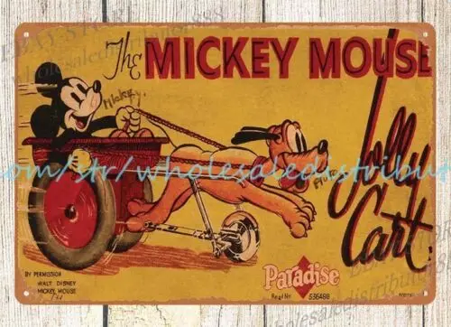 metal bar signs CELLULOID WIND-UP JOLLY CART toy tin sign