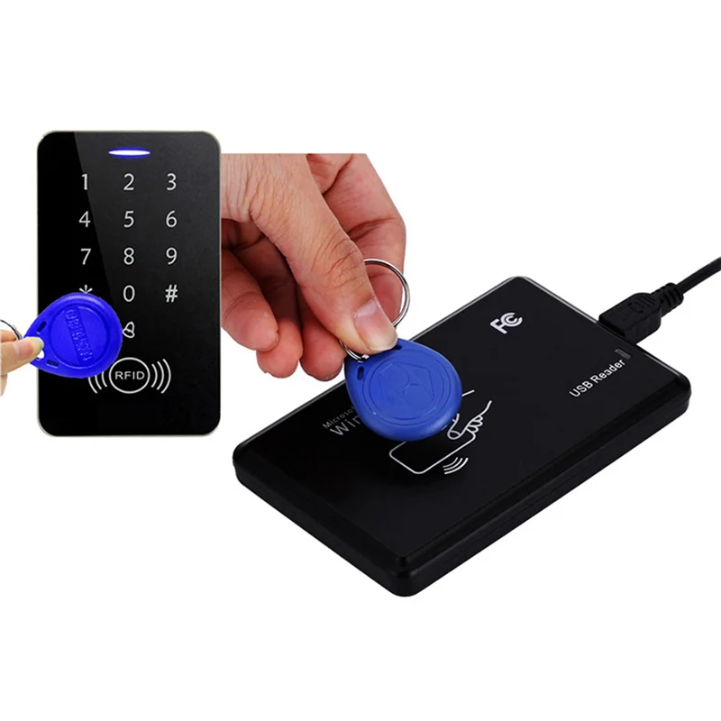 B03B-Only EM4100 125Khz Card Proximity Token Keyfobs Blue Plastic ID Card Keychain 5Pcs
