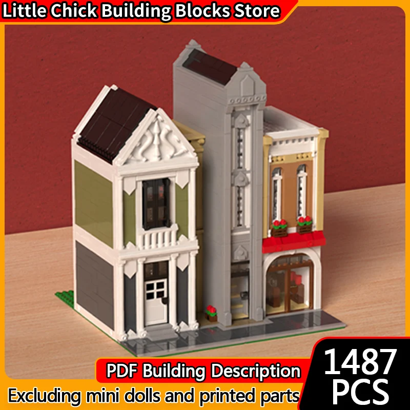 City Street View Model MOC Building Bricks Mug Shop Architecture Modular Technology Children Holiday Gifts Assemble Toys Suit