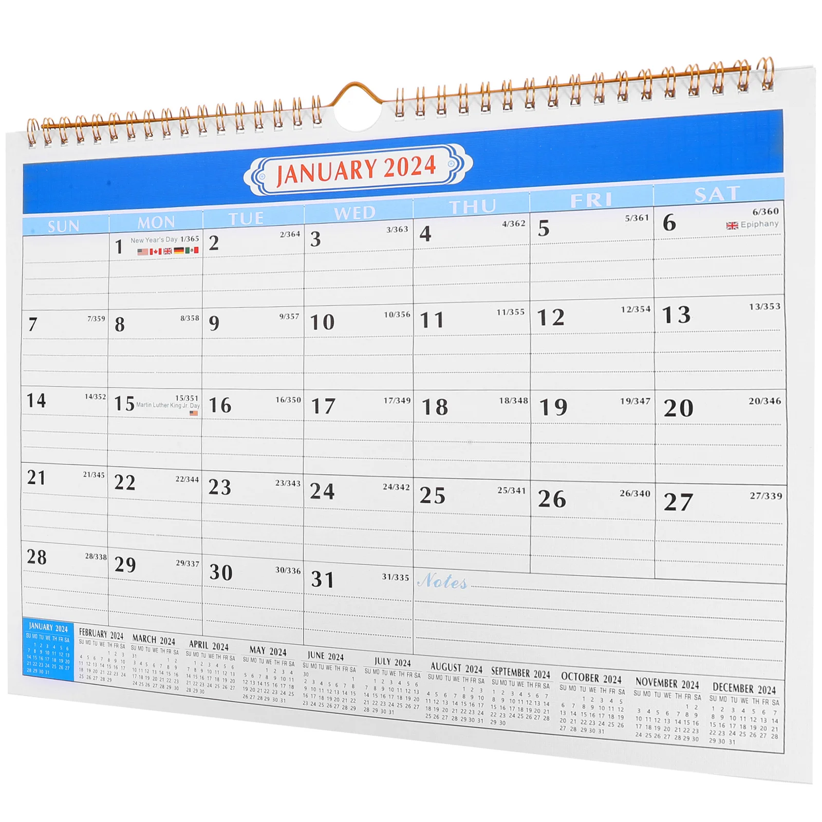 

English Daily Hanging Wall Calendar Sturdy Monthly Household Office Planning Clear Printed Calendar Home Supply