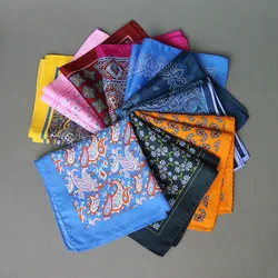 Mens Floral Printed Pocket Square Handkerchief Women Polyester Chest Pocket Hankies for Wedding Men's Suit Chest Towel