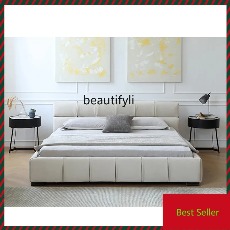 

K132 Nordic minimalist post-modern high-grade matte cloth bed tatami large flat modern simple floor bed