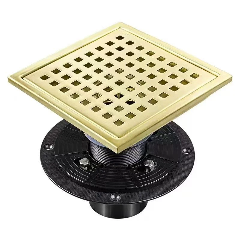 American Style 304 Stainless Steel Floor Drain, Bathroom Straight‑Flow Floor Drain with Flange, Square Mesh Invisible Floor Drai