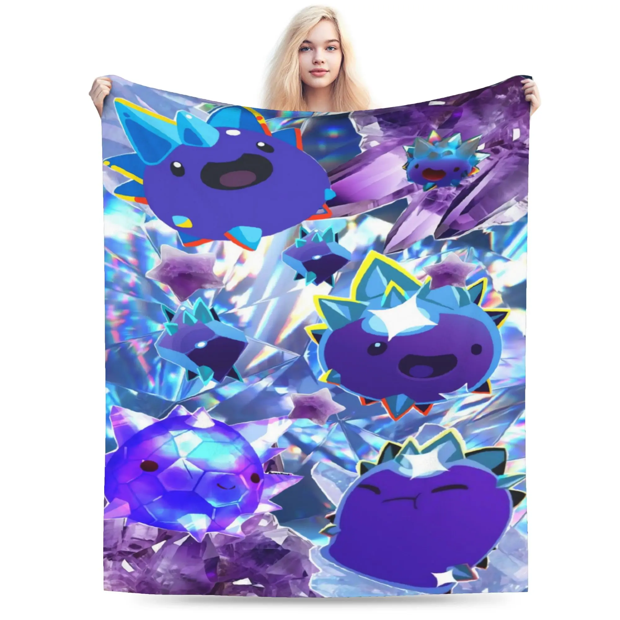 Glitter Purple Slime Rancher Warm Blanket  Kids Adult Plush Bedding Throws Funny Couch Bed Flannel Bedspread Sofa Bed Cover