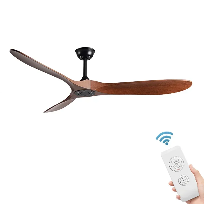 42 52 60 Inch Ceiling Fan Industrial Vintage Wooden Ventilator No Light Remote Control Decorative Blower Wood Retro Large Fans