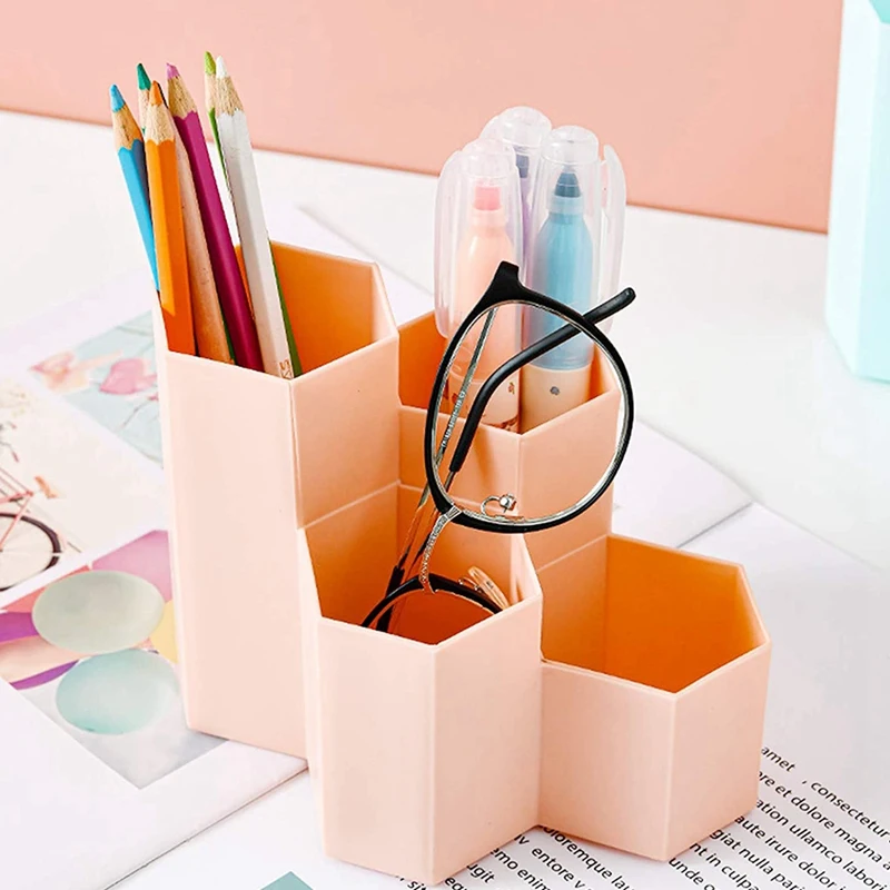 Office Stationery Multifunctional Hexagonal Pen Holder Pencil Storage Box Hexagonal Honeycomb Design