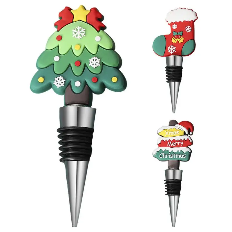 

Christmas Red Wine Bottle Stopper Classic Christmas Element Crafts For Home Holiday Party Red Wine Bottle Decoration