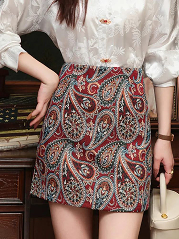 SMTHMA New Fashion 2024 Spring /Summer High Waist Elegant Mini Skirt Women Gorgeous  Print A-Line Short Skirt