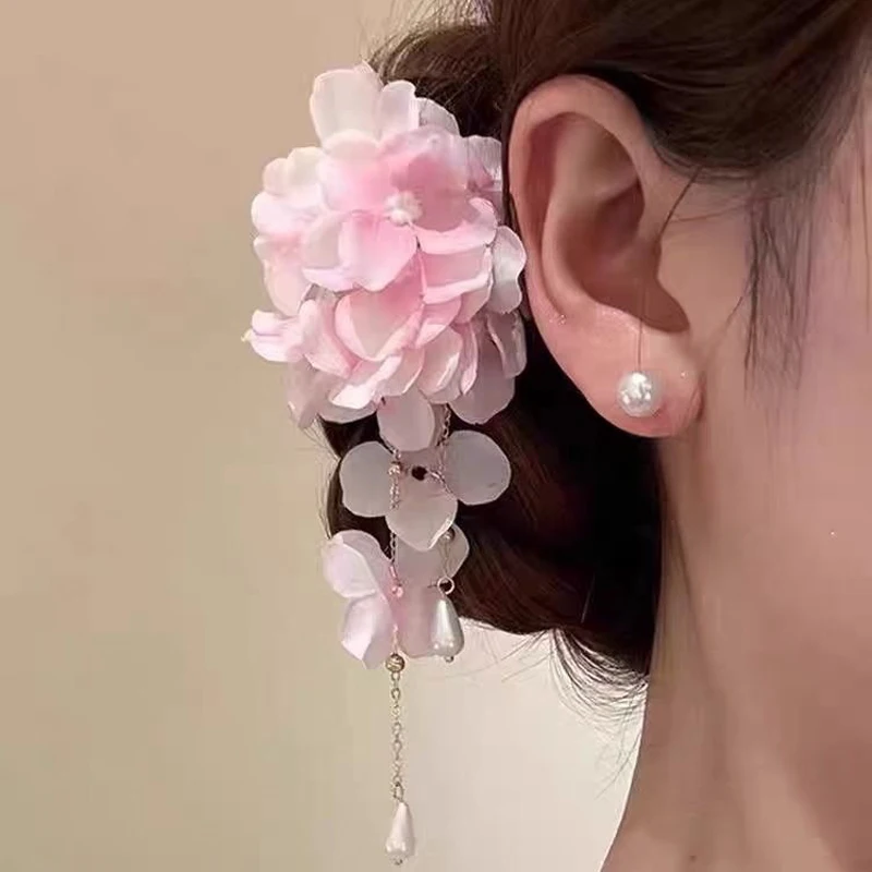 

Ladies' Hair Clips New Chinese Hair Accessories Sweet Tassel Gentle Hair Pins Headwear Pink Flower High-quality And Versatile
