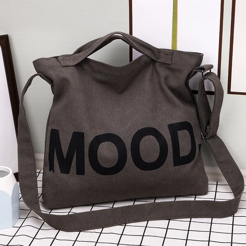 Letter Graphic Canvas Tote Bag Large Capacity Casual Crossbody Bag Trendy Handbags Women\'s Commuting Canvas Bag