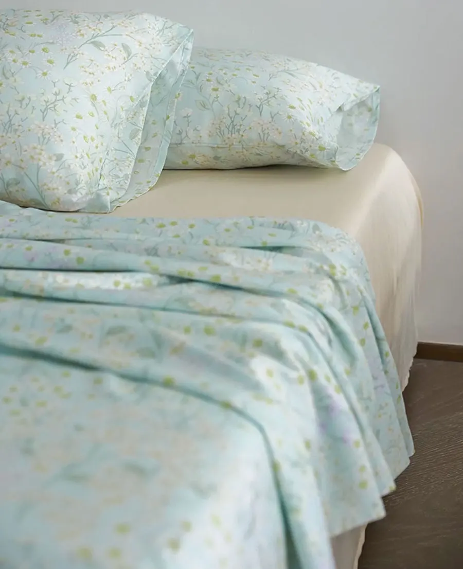 Fresh green blue flower bedding set 1.5 1.8 2.0,full queen king french floral home textile bed sheet pillow case quilt cover