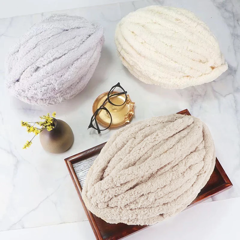 Ice Strip Thread Thick Wool Ball Handmade DIY Woven Scarf Yarn Hand-woven Carpet Hook Thread Fluffy Weaving Yarn