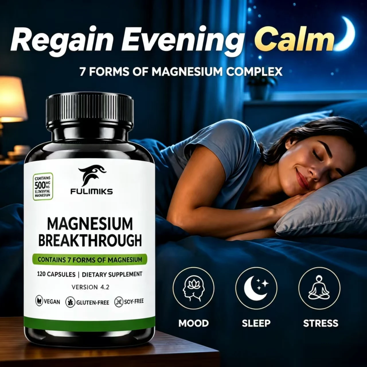Magnesium Breakthrough Supplement with Magnesium Glycinate, Malate, Citrate, Natural Support for Sleep, Cognitive Function