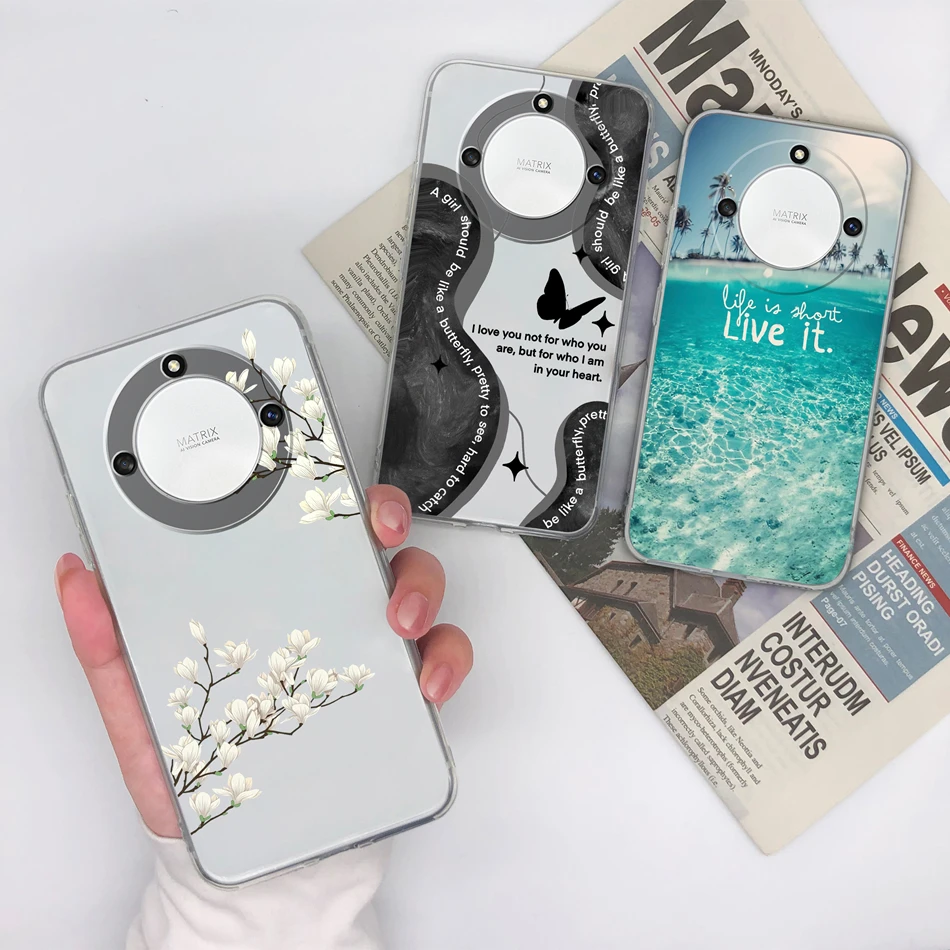 For Honor X9A Magic 5 Lite 5G X40 Case Simple Gradient Clear Cases For Honor Magic5 Lite Soft TPU Anti Drop Phone Back Covers