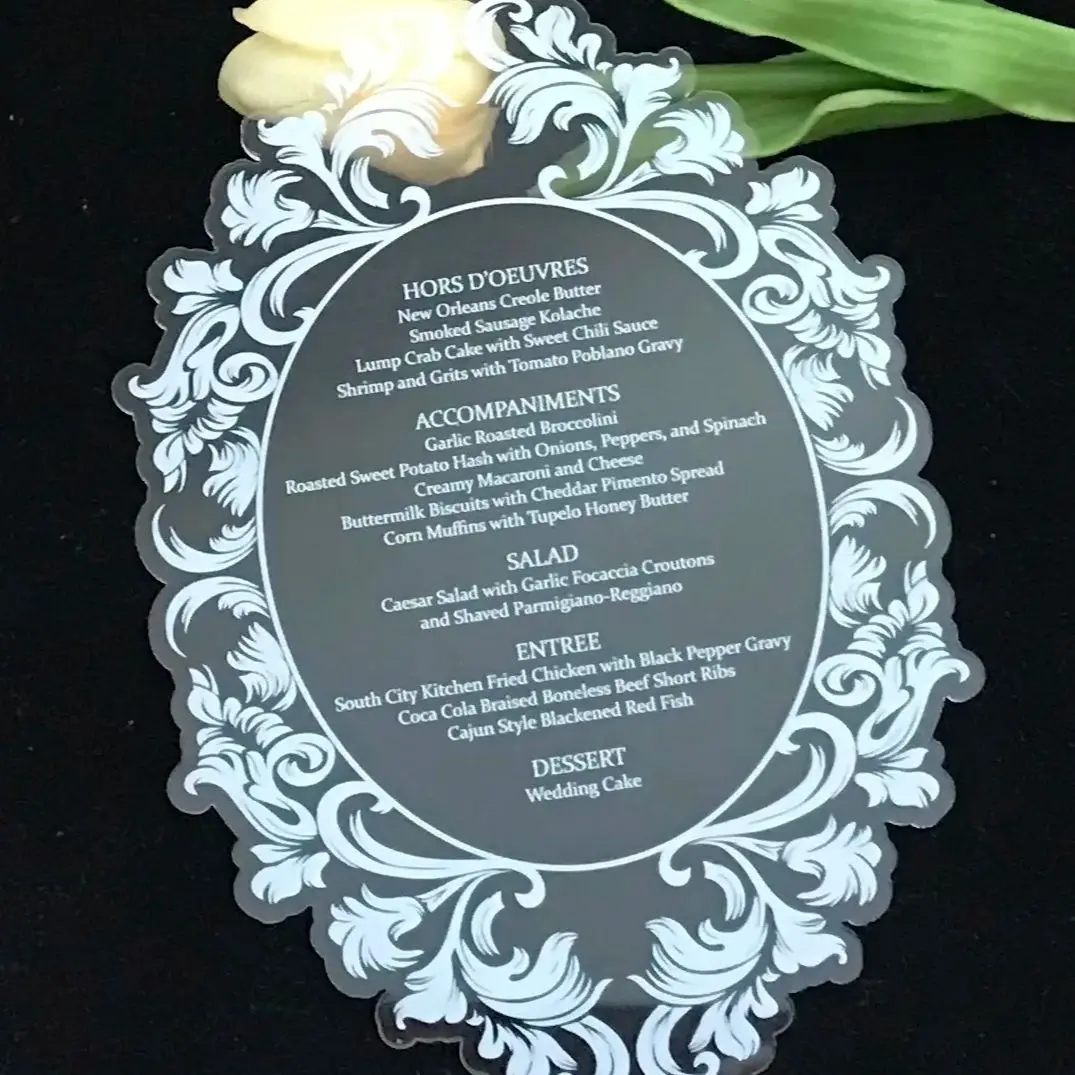 

Custom Acrylic Wedding Invitations Cards, Free Design Dinner Menu Cards,Laser Cut Menu Cards,10PCs