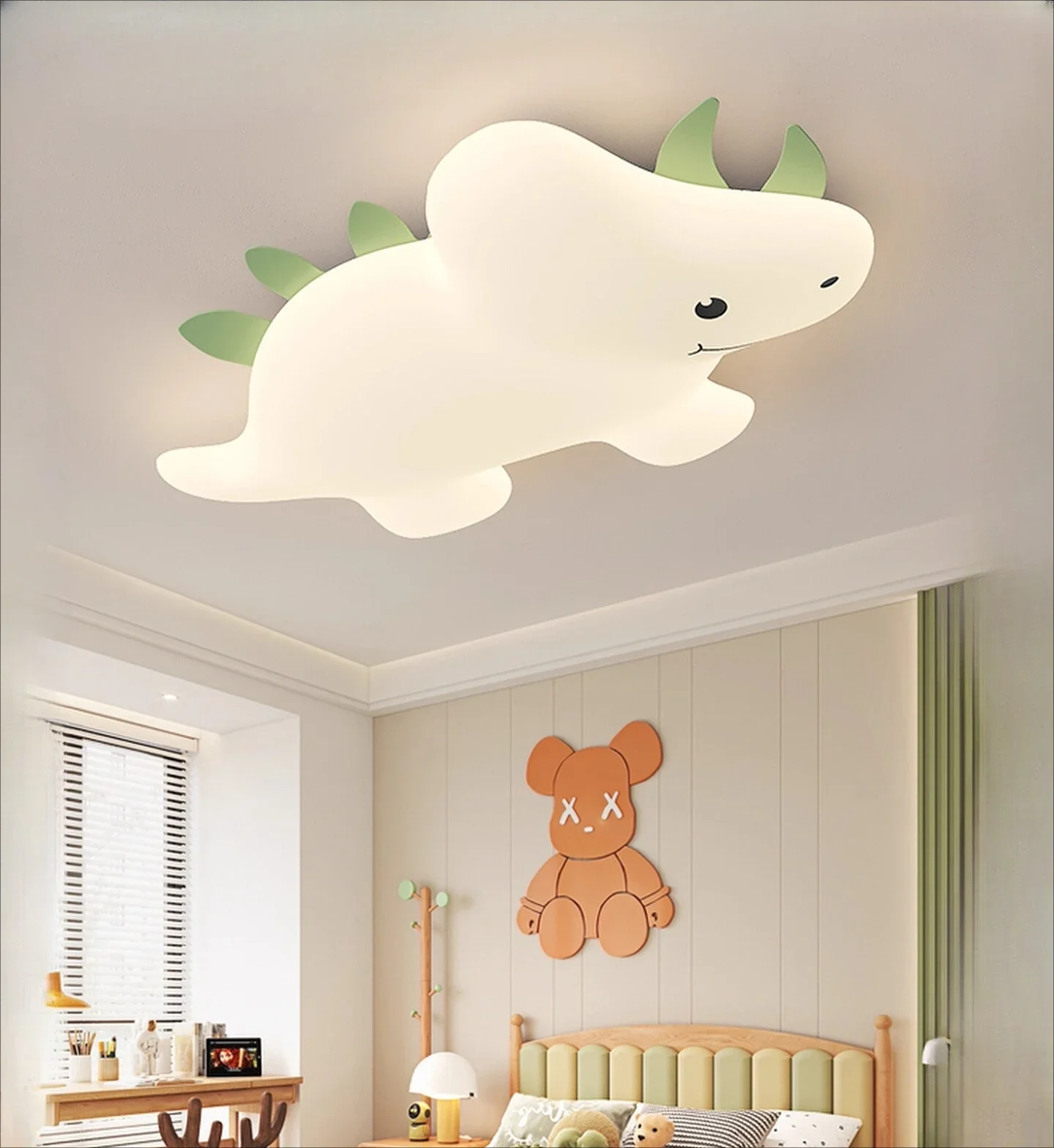 Dinosaur Ceiling Light Tyrannosaurus Triceratops Lamp Cute Warm Nursery Baby Room Boy Girl Bedroom Ceiling Lamps L52cm