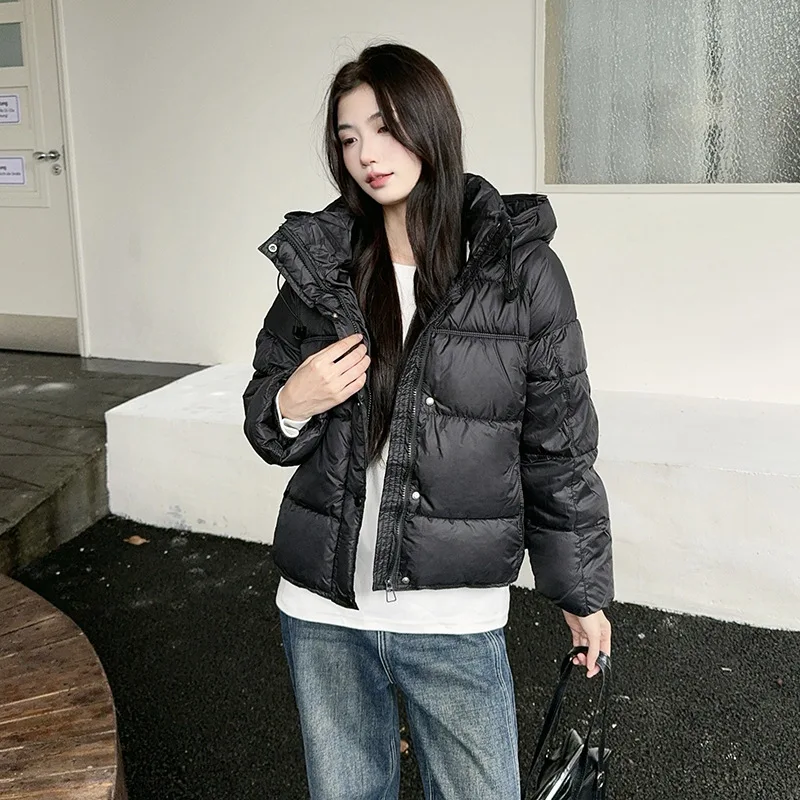 

Простая однотонная хлопковая куртка с капюшоном для женщин, корейская мода 2024, теплое пальто на молнии с длинными рукавами, зимние повседневные парки, пальто